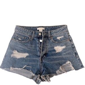 H&m Women Medium Wash Jean Short-Size 2